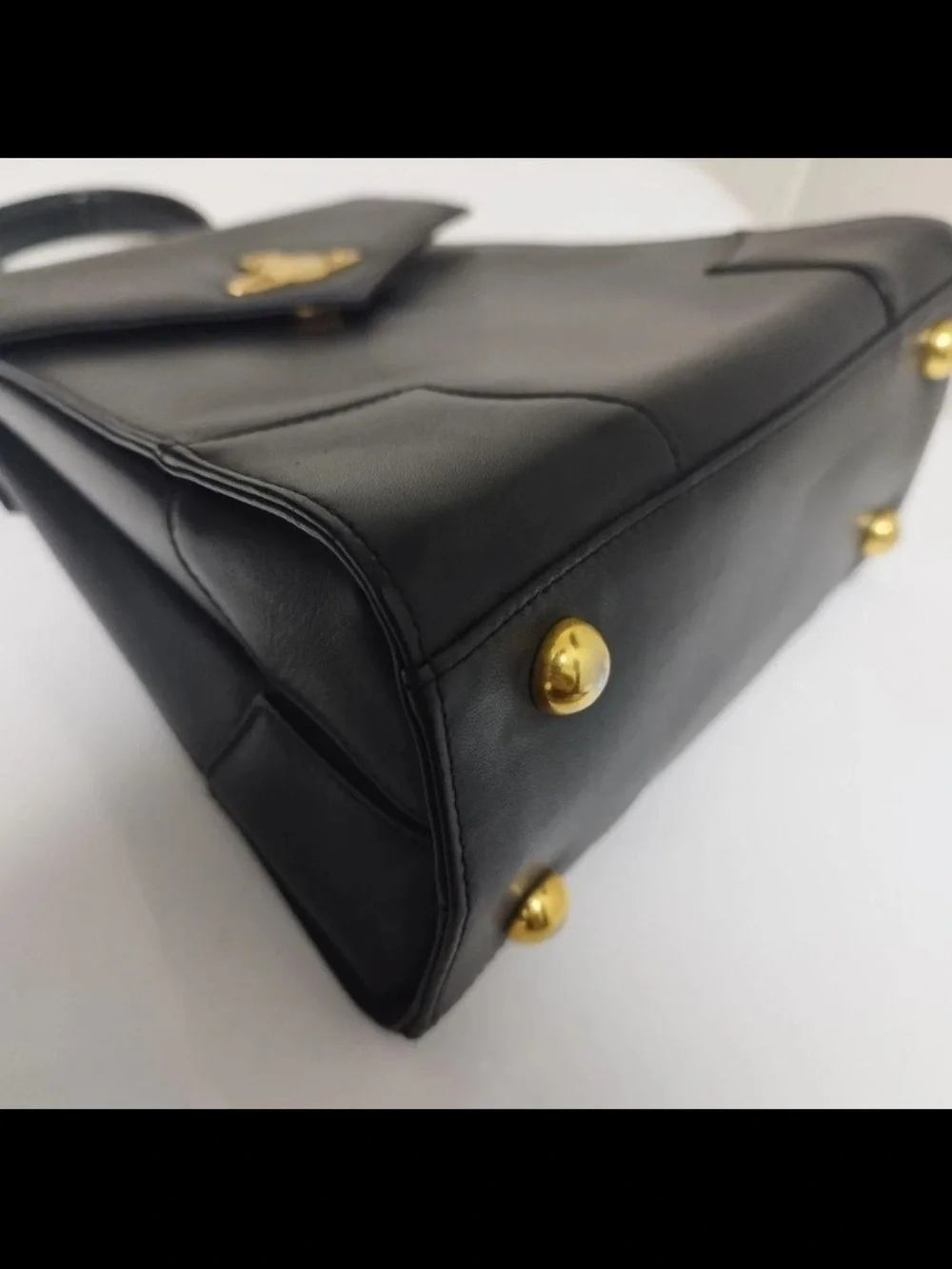 Vivienne Westwood Black Leather Top-Handle Satchel with Gold Orb